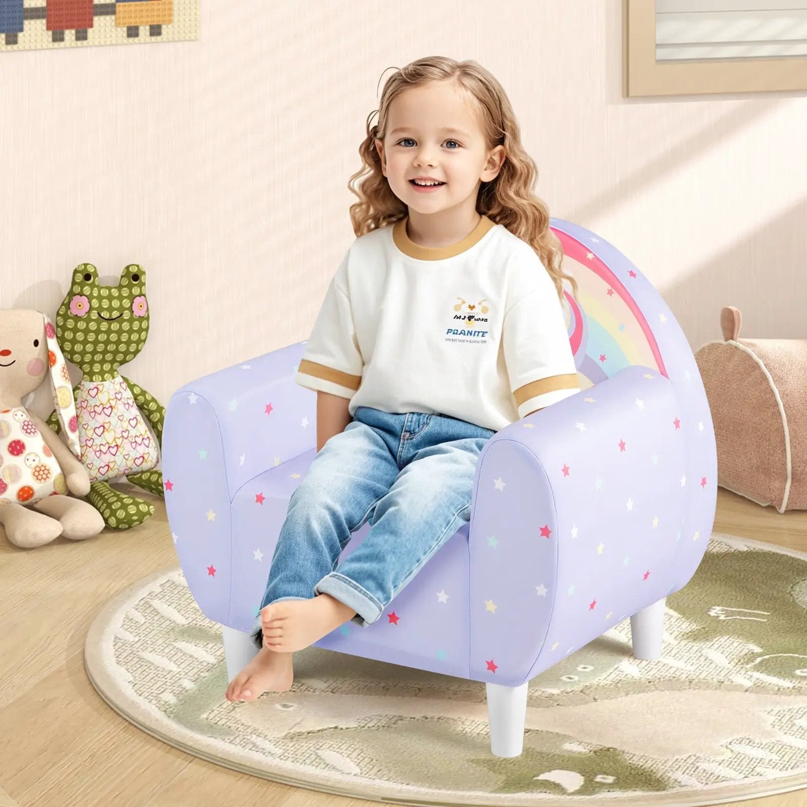 Kids Sofa with Breathable Spandex Fabric and High-density Sponge Filling for Boys and Girls by DirectDeals