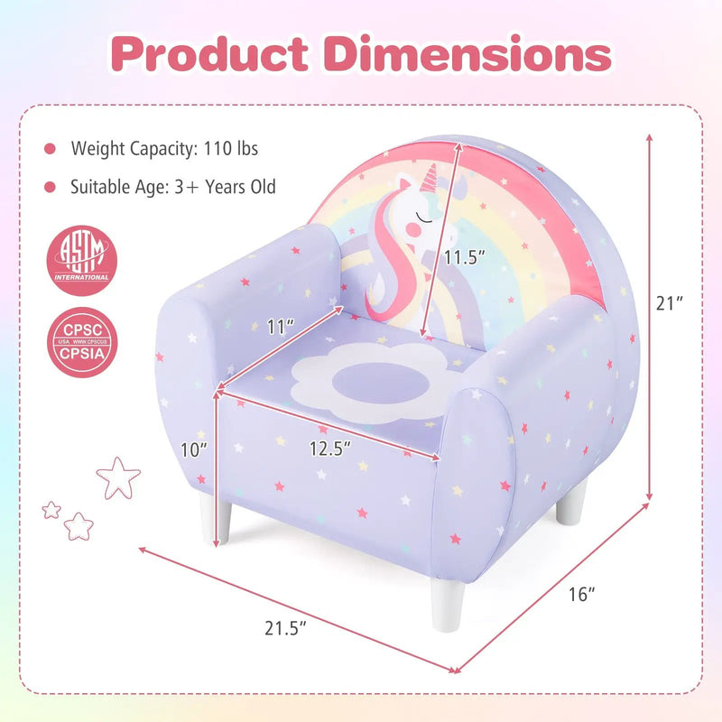 Kids Sofa with Breathable Spandex Fabric and High-density Sponge Filling for Boys and Girls by DirectDeals