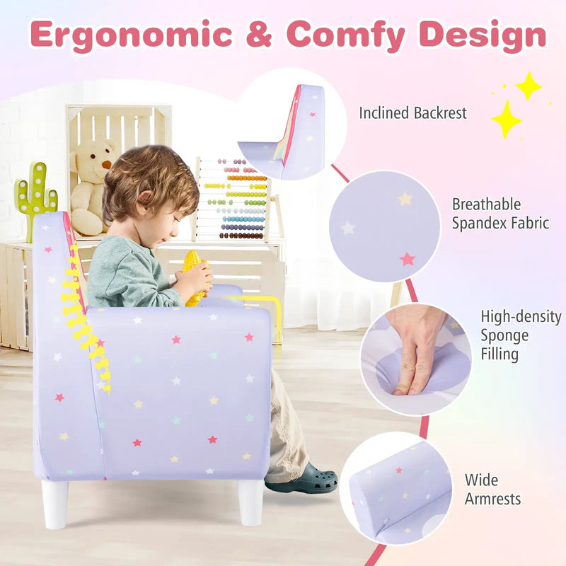 Kids Sofa with Breathable Spandex Fabric and High-density Sponge Filling for Boys and Girls by DirectDeals