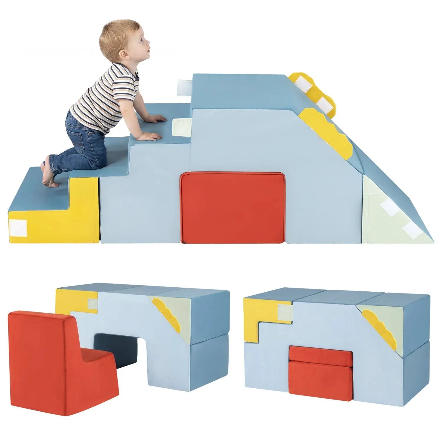 Kids Soft Foam Blocks with Velvet Covers Convertible Table and Chair Set by DirectDeals
