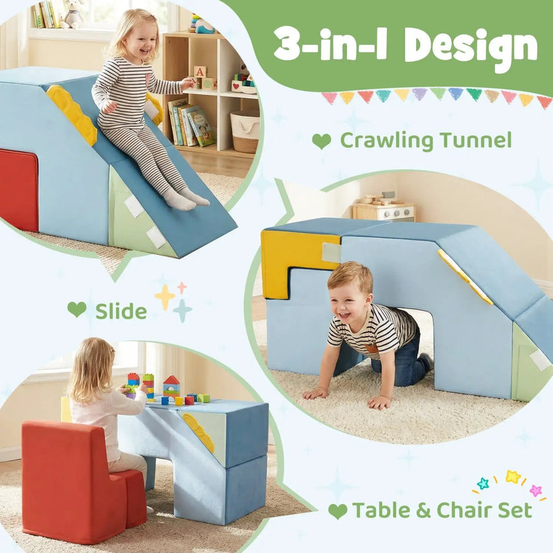 Kids Soft Foam Blocks with Velvet Covers Convertible Table and Chair Set by DirectDeals