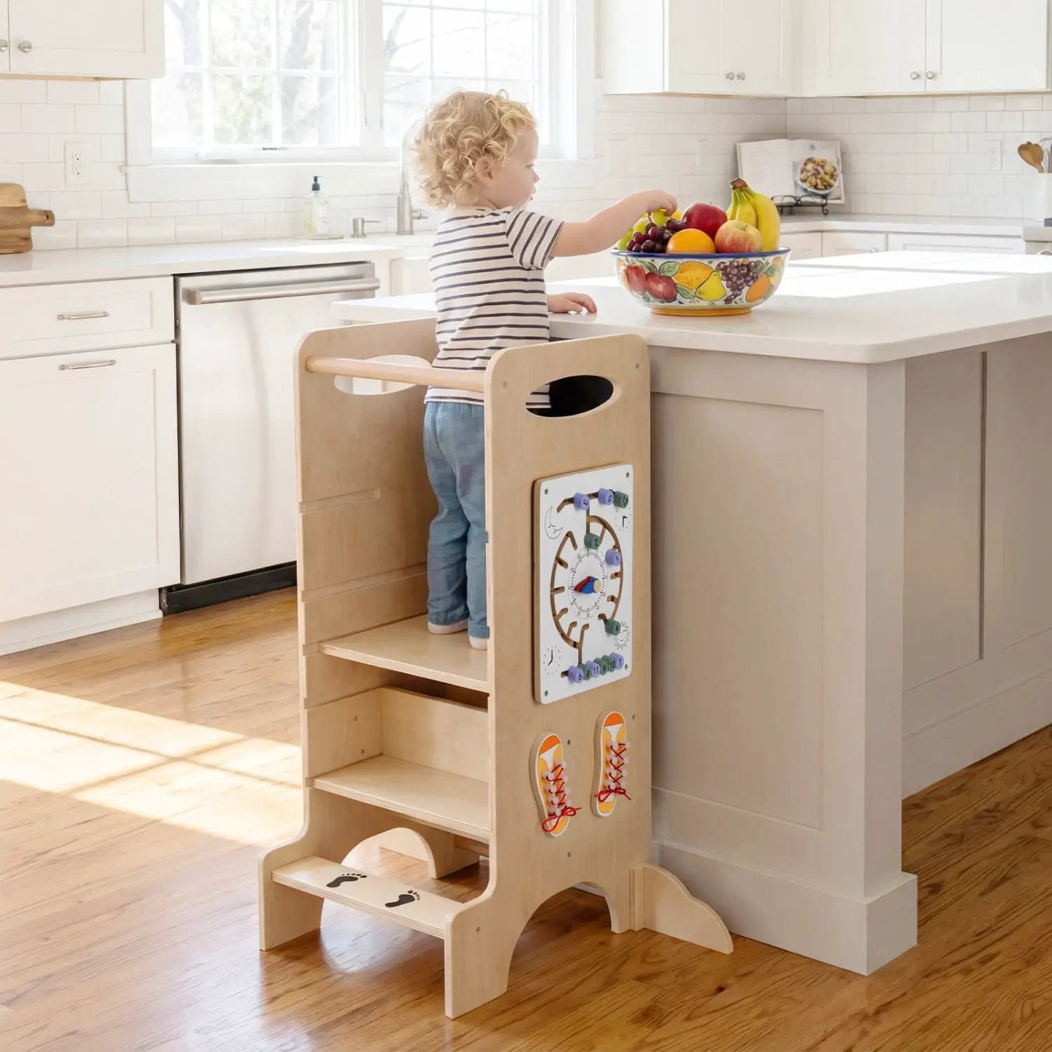 Kids Standing Tower with Detachable Chalkboard and Montessori Games for 3+ Years Old by DirectDeals