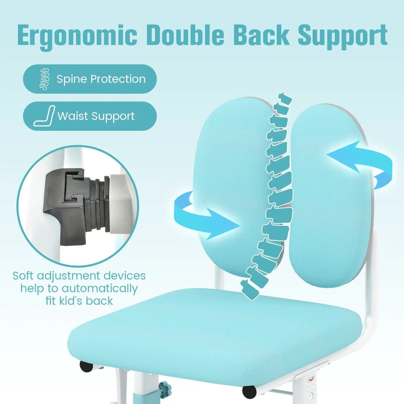 Ergonomic Height-adjustable Kids Study Chair with Double Back Support by DirectDeals