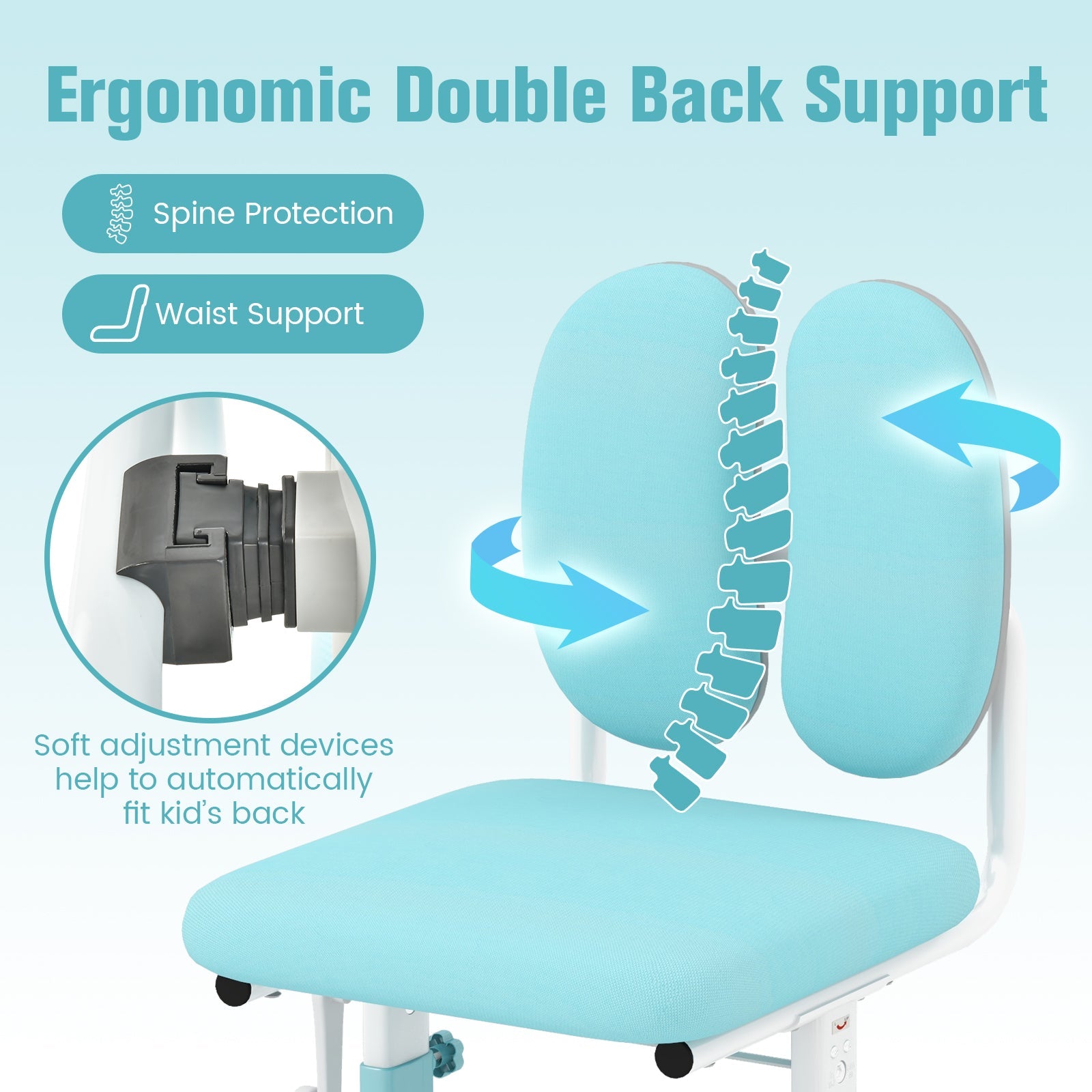 Ergonomic Height-adjustable Kids Study Chair with Double Back Support by DirectDeals