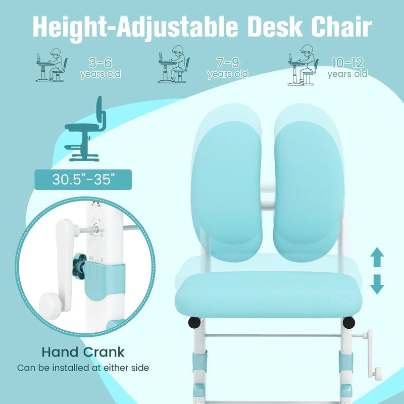 Ergonomic Height-adjustable Kids Study Chair with Double Back Support by DirectDeals