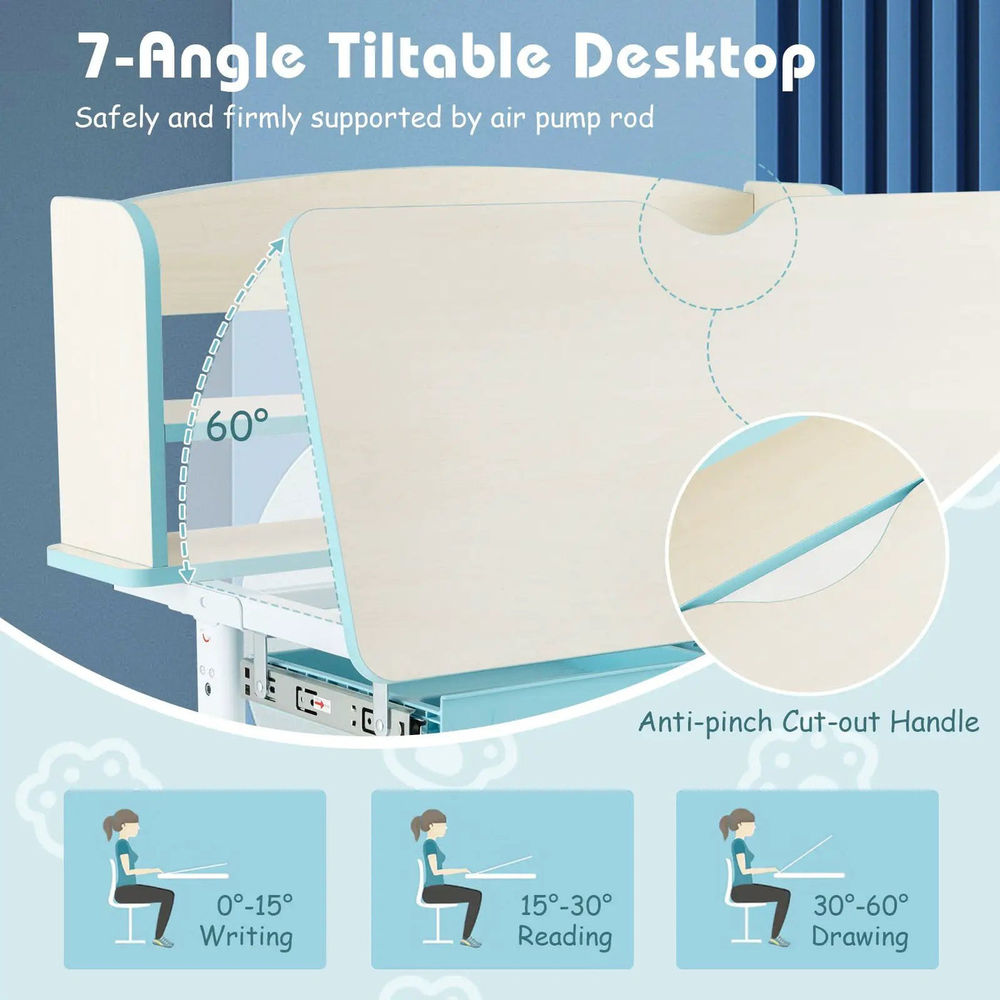 Height Adjustable Kids Study Desk with Tilt Desktop by DirectDeals