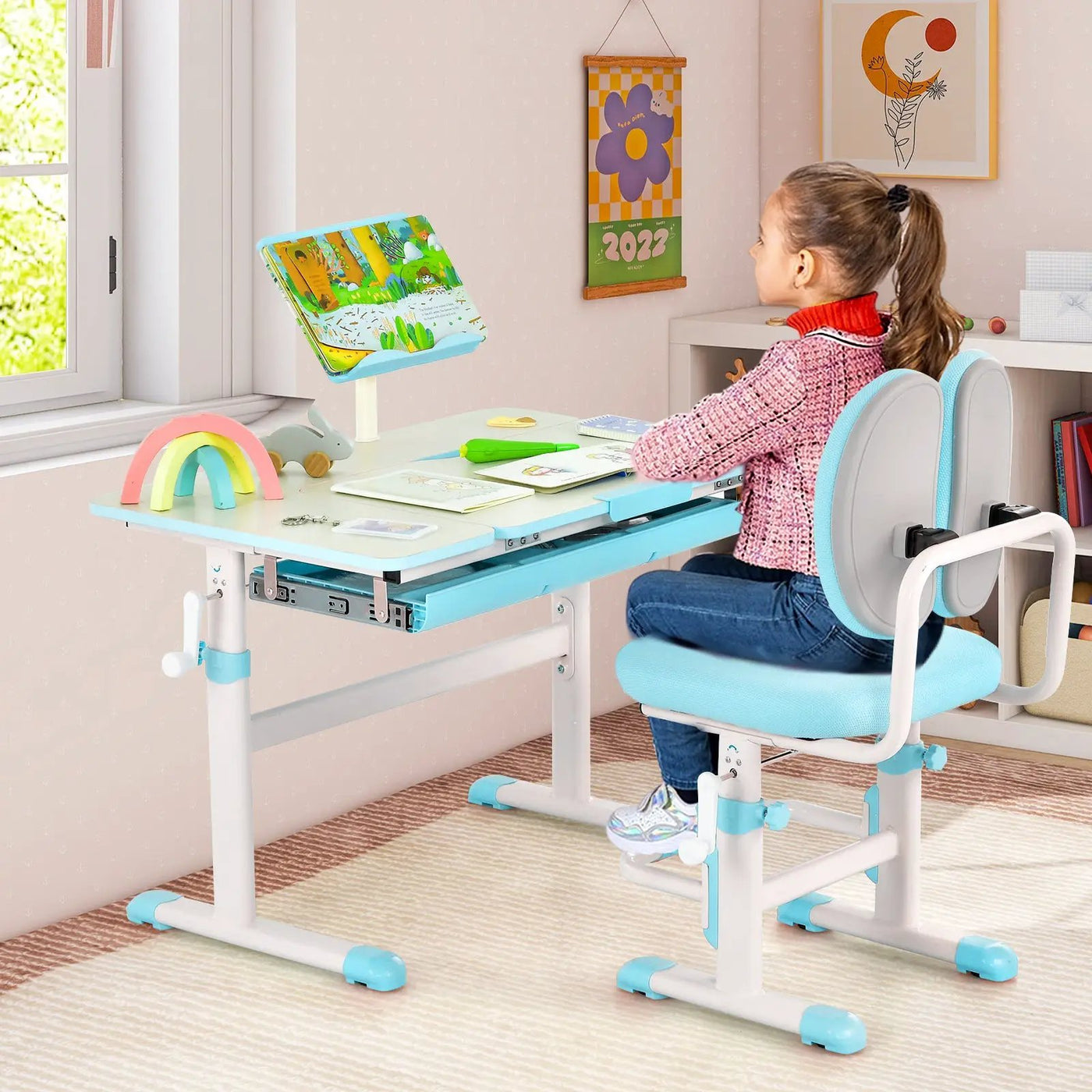Height-Adjustable Kid's Study Desk and Chair Set by DirectDeals