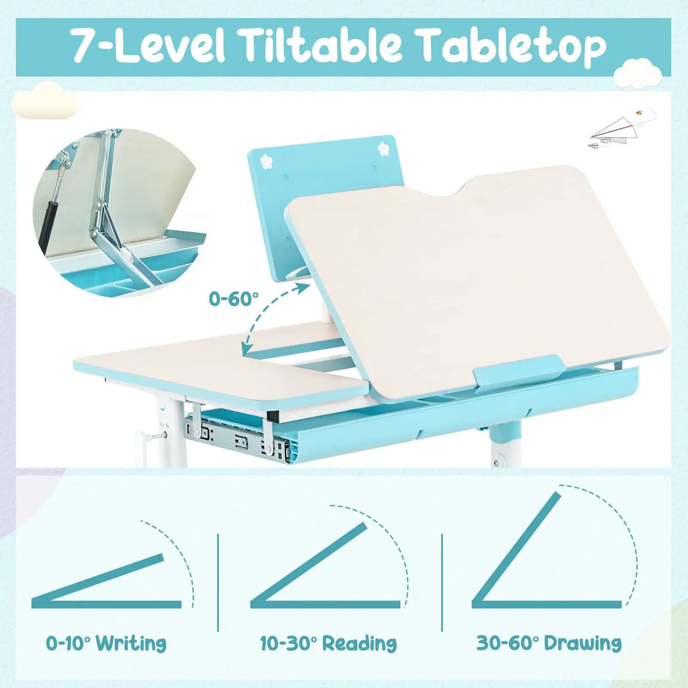 Height-Adjustable Kid's Study Desk and Chair Set by DirectDeals
