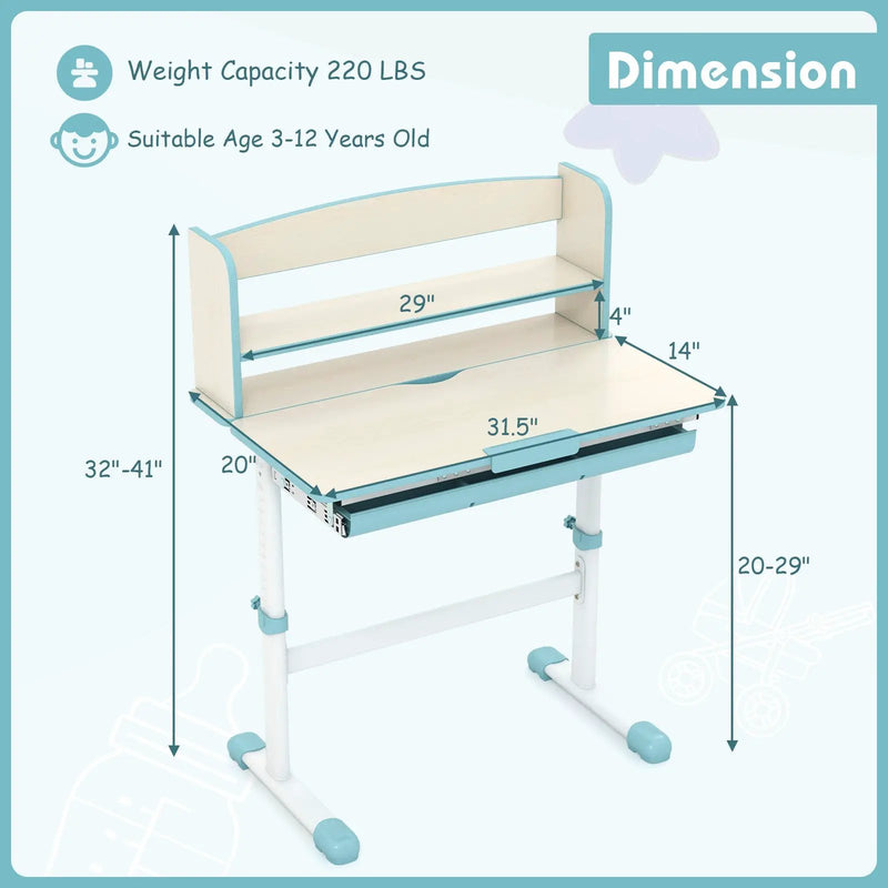 Height Adjustable Kids Study Desk with Tilt Desktop by DirectDeals