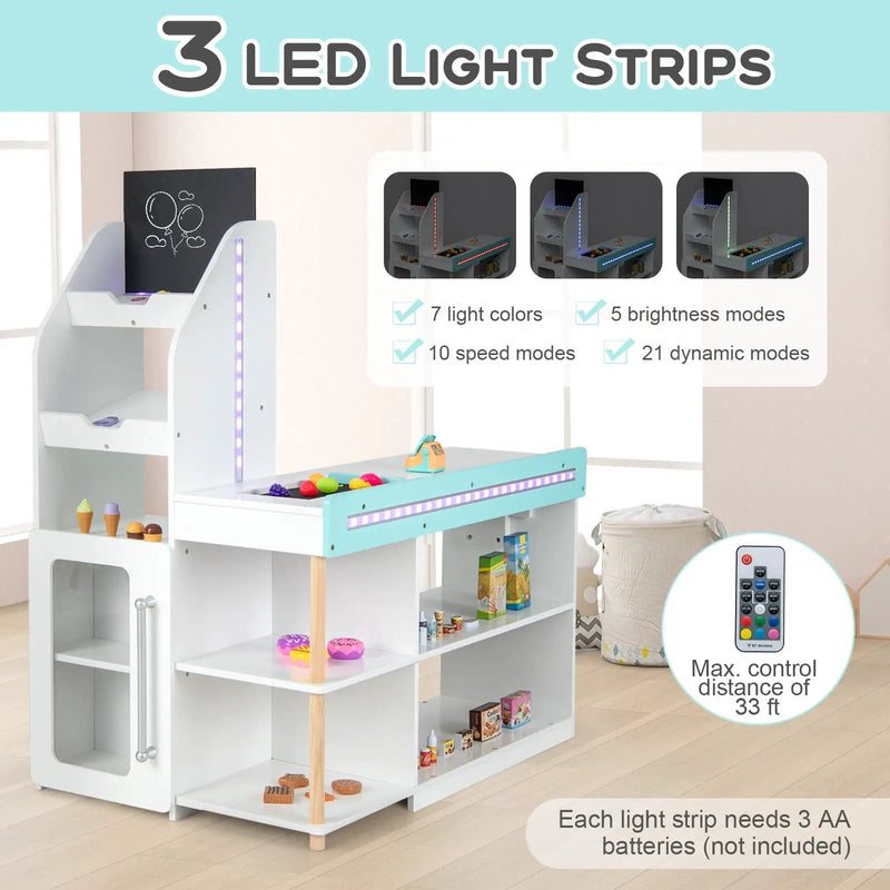 Wooden Kids Supermarket Playset with Cash Register and Shopping Cart-White by DirectDeals