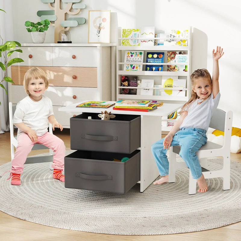 Kids Table and 2 Chairs Set Removable Storage Drawers by DirectDeals