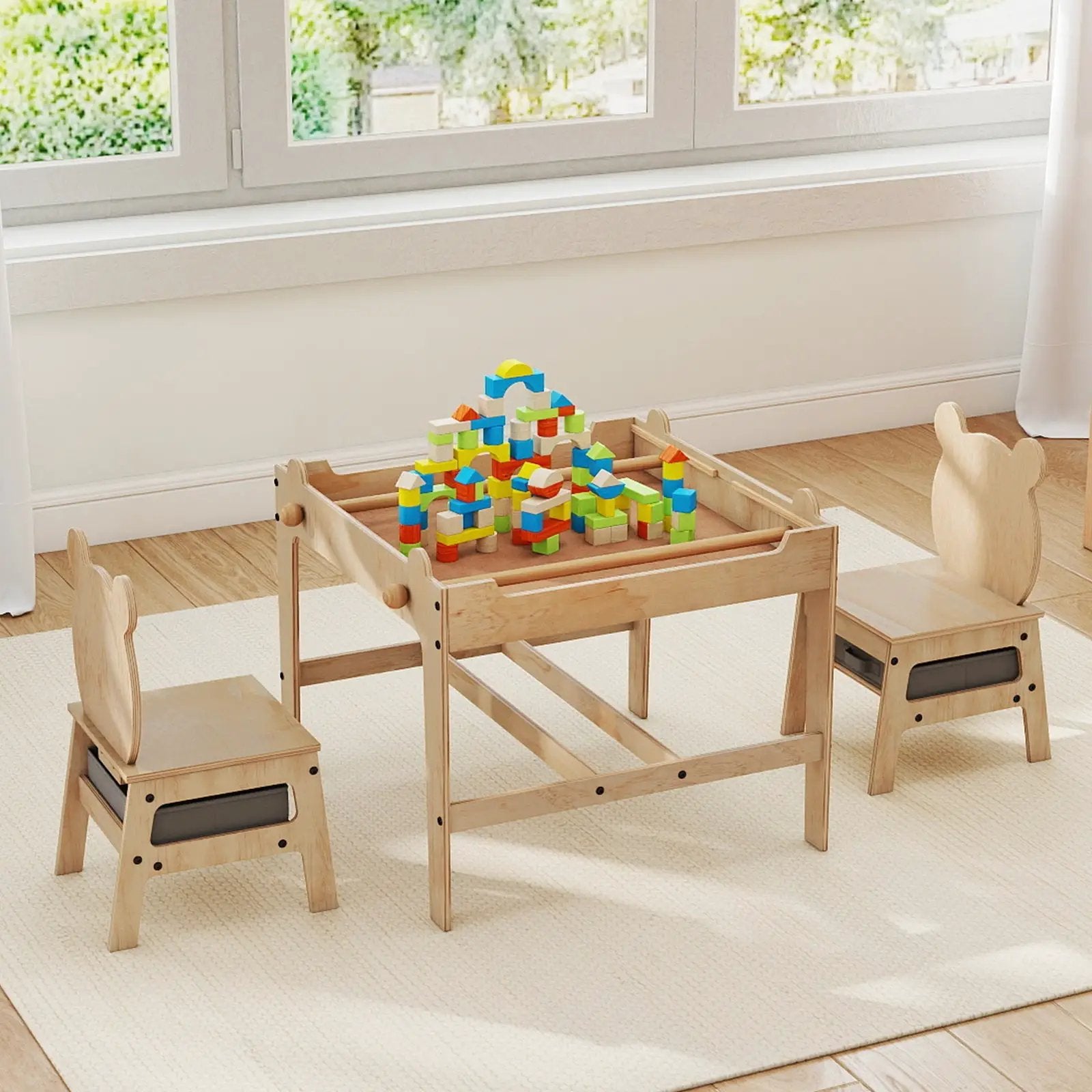 Kids Table and Chair Set with Reversible Whiteboard by DirectDeals