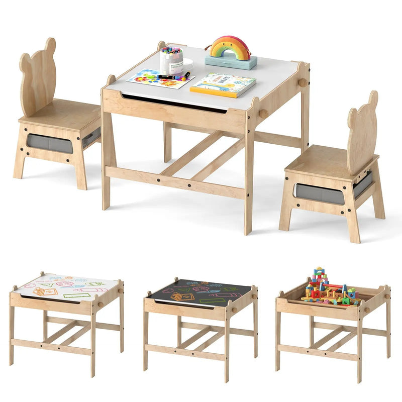 Kids Table and Chair Set with Reversible Whiteboard by DirectDeals