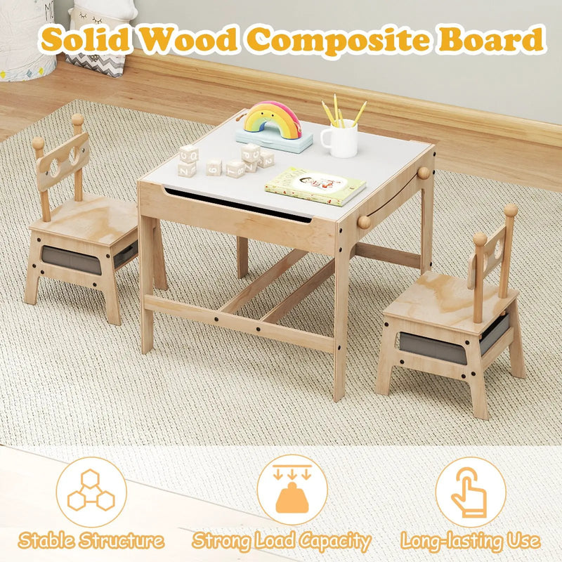 Kids Table and Chair Set with Reversible Whiteboard by DirectDeals