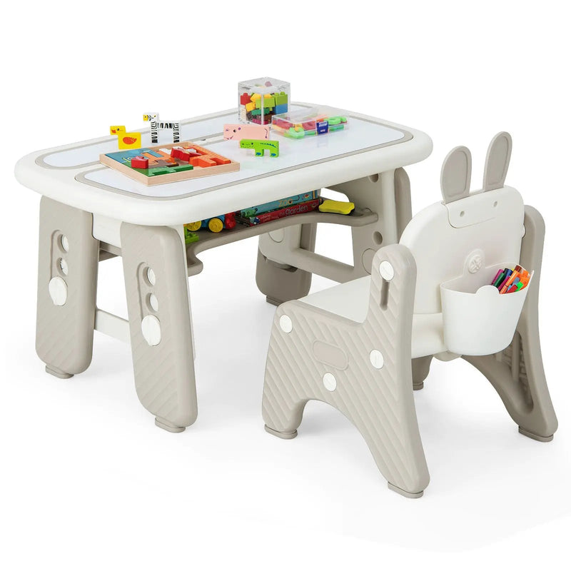 Kids Table and Chair Set with Flip-Top Bookshelf by DirectDeals