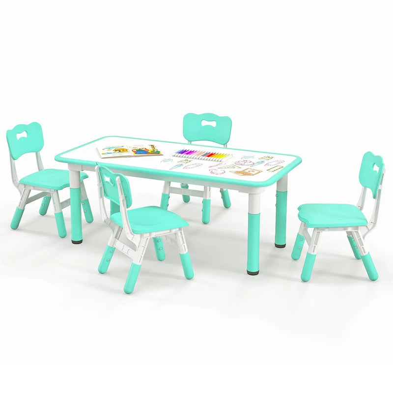 Kids Table and Chairs Set for 4 with Graffiti Desktop by DirectDeals