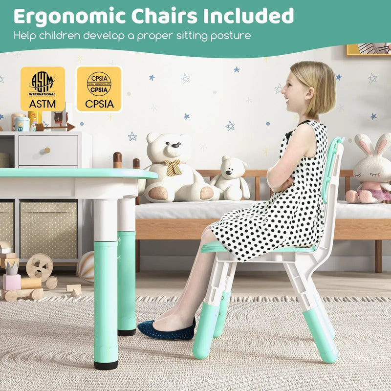 Kids Table and Chairs Set for 4 with Graffiti Desktop by DirectDeals