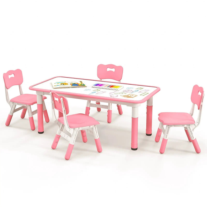 Kids Table and Chairs Set for 4 with Graffiti Desktop by DirectDeals