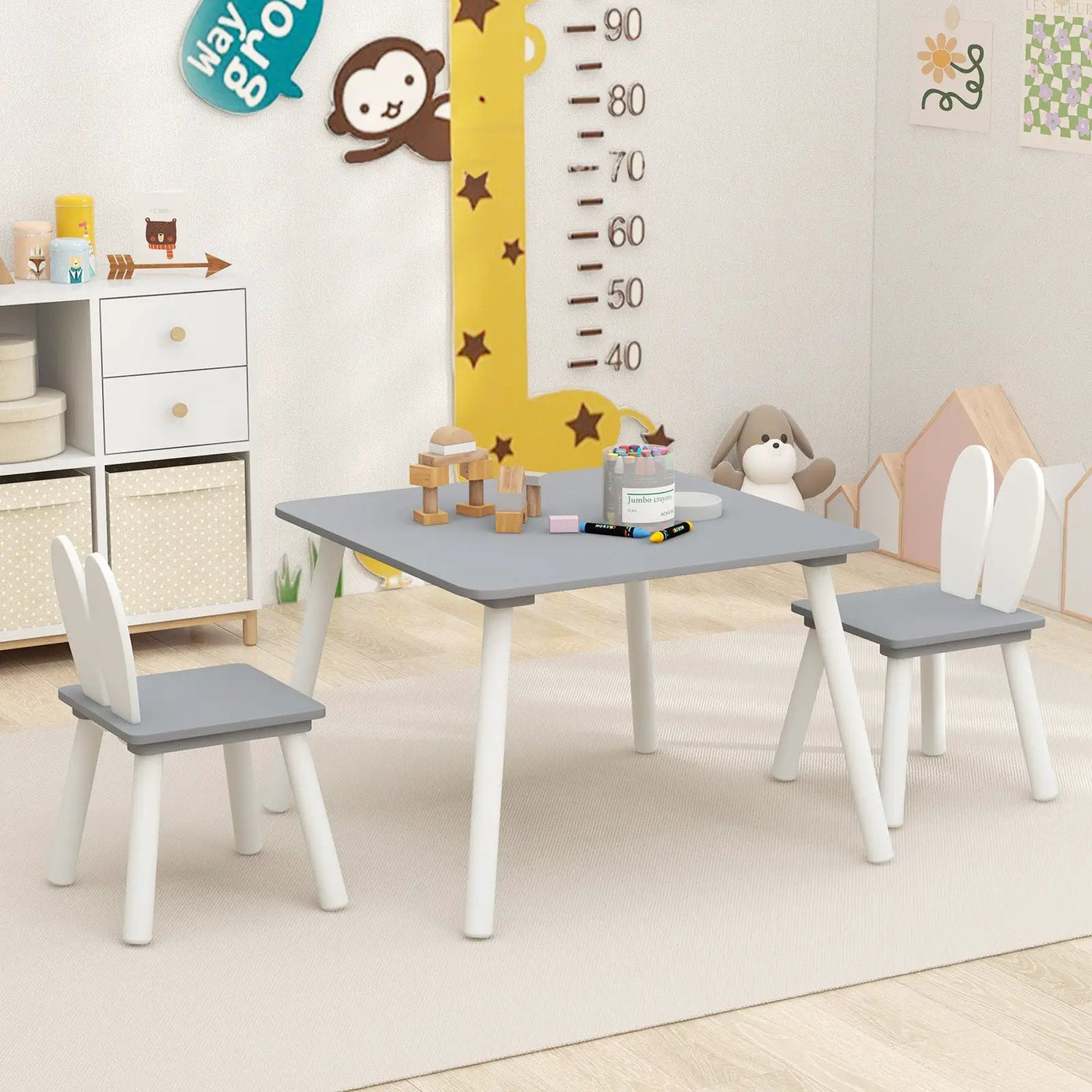 3 Pieces Kids Table and Chairs Set for Arts Crafts Snack Time by DirectDeals