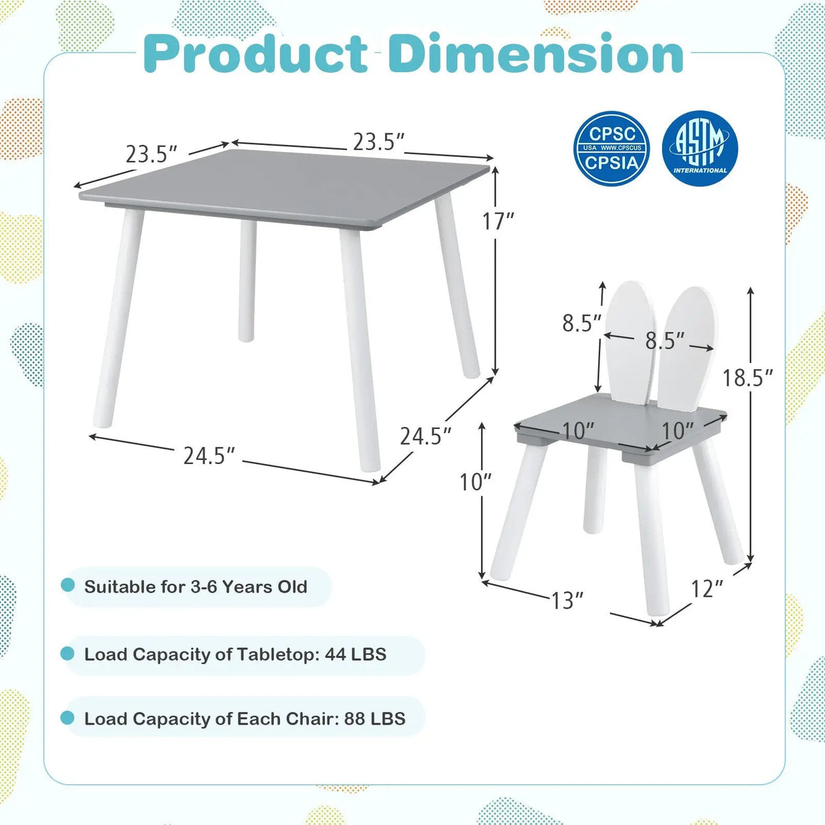 3 Pieces Kids Table and Chairs Set for Arts Crafts Snack Time by DirectDeals