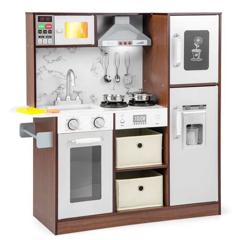 Kids Modern Toy Kitchen Playset with Attractive Lights and Sounds-Coffee by DirectDeals