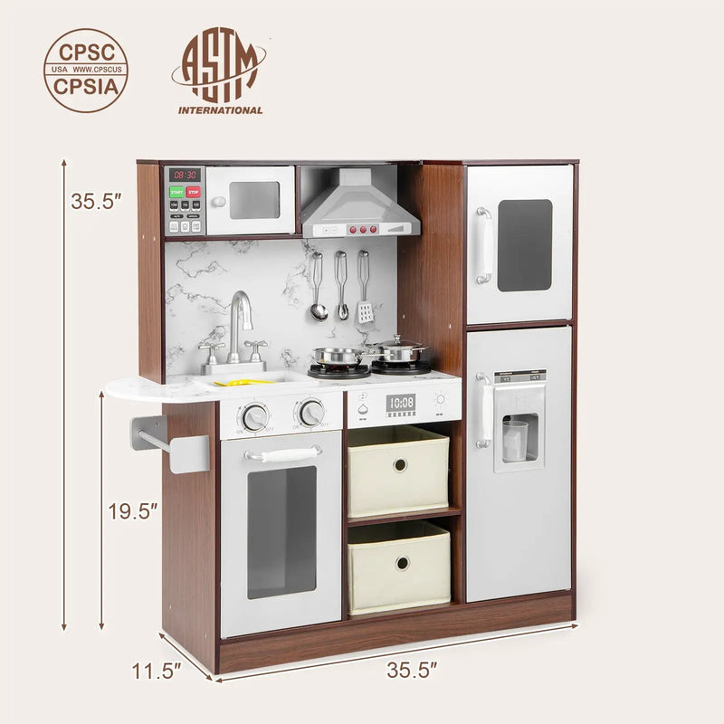 Kids Modern Toy Kitchen Playset with Attractive Lights and Sounds-Coffee by DirectDeals