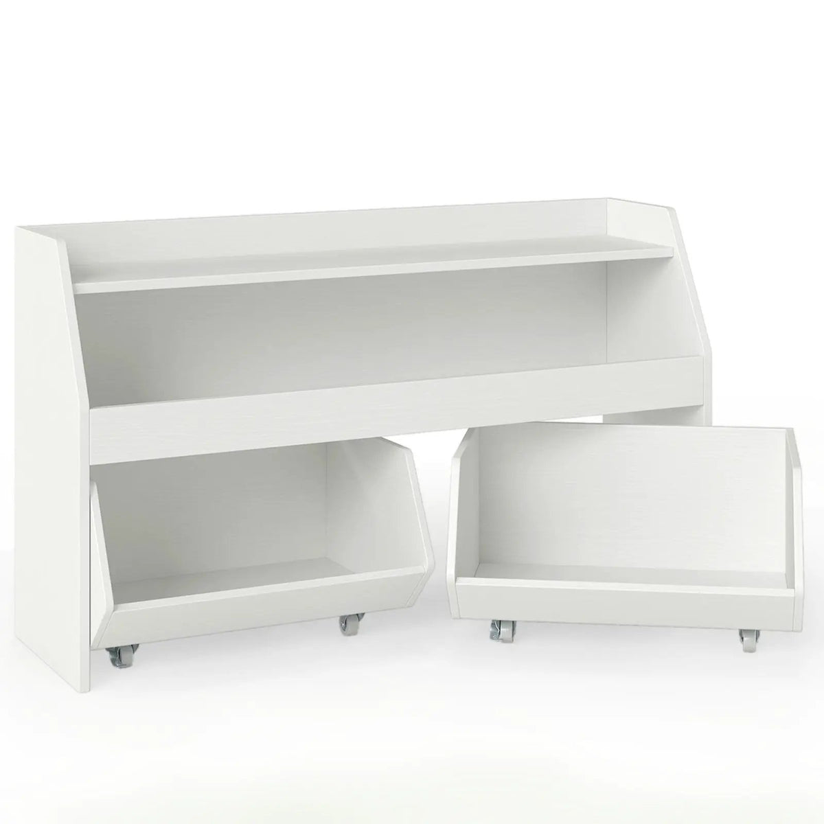 Kids Toy Storage Organizer Wooden Bookcase with 2 Movable Drawers by DirectDeals
