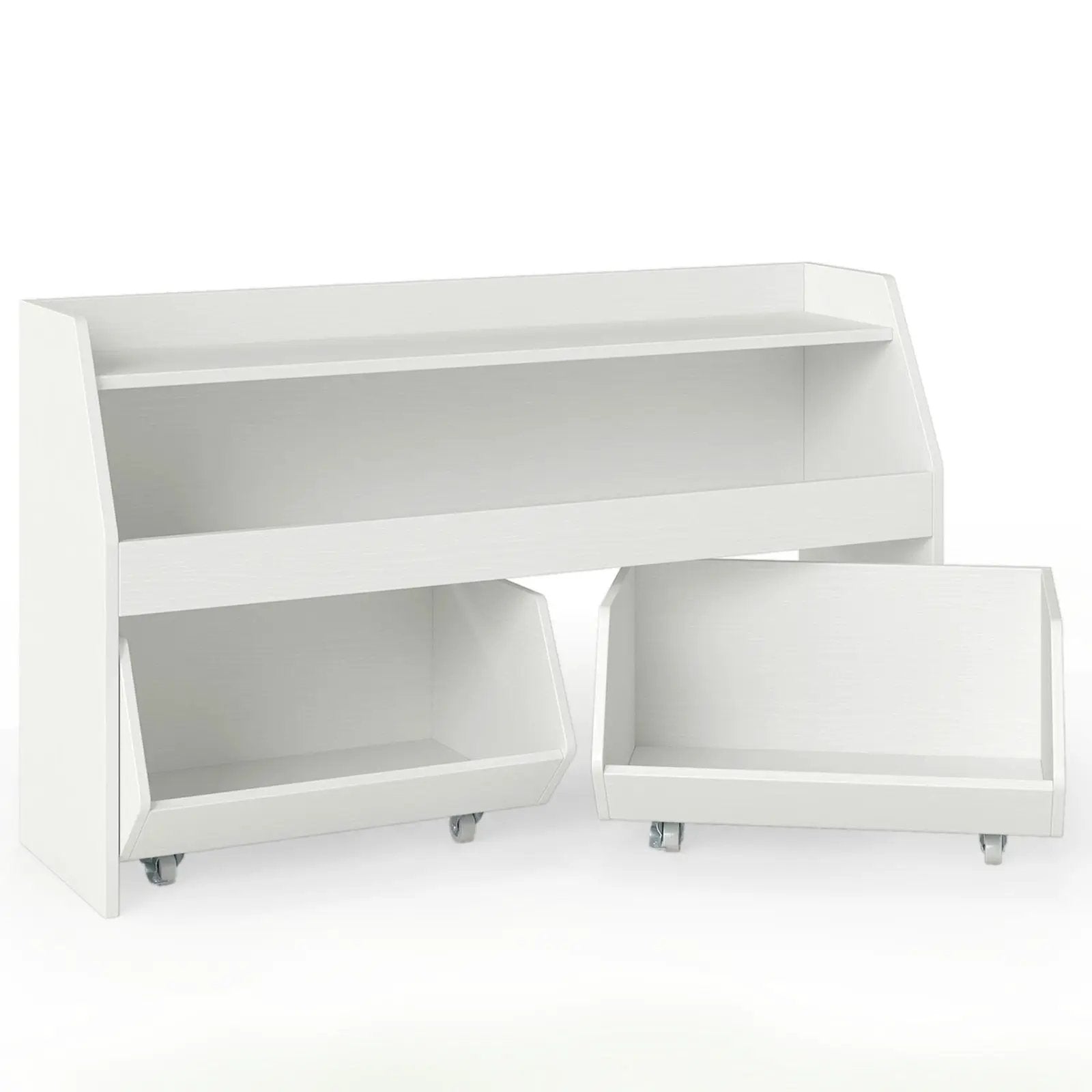 Kids Toy Storage Organizer Wooden Bookcase with 2 Movable Drawers by DirectDeals