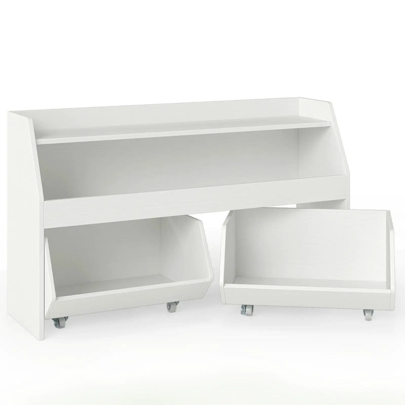 Kids Toy Storage Organizer Wooden Bookcase with 2 Movable Drawers by DirectDeals