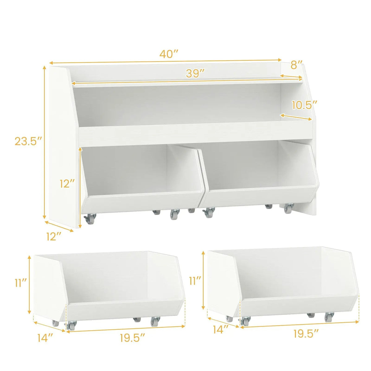 Kids Toy Storage Organizer Wooden Bookcase with 2 Movable Drawers by DirectDeals
