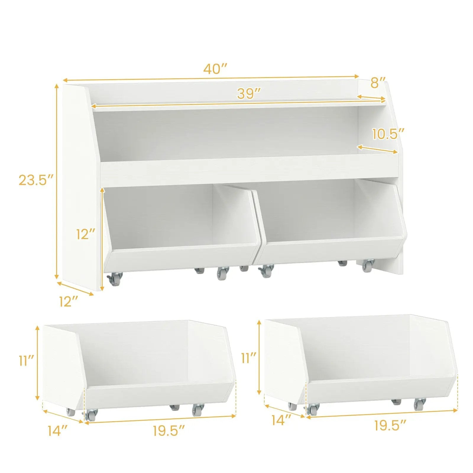 Kids Toy Storage Organizer Wooden Bookcase with 2 Movable Drawers by DirectDeals