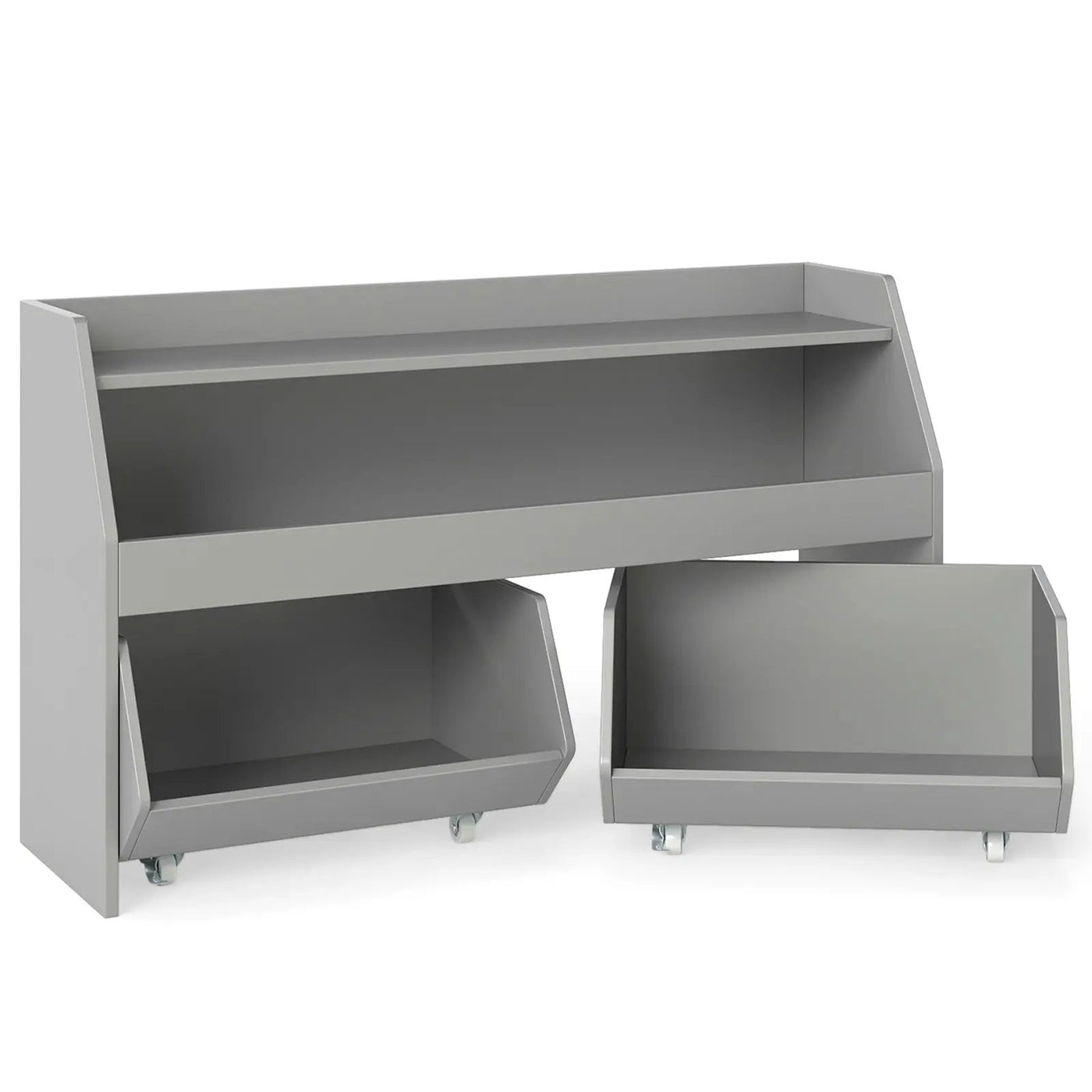 Kids Toy Storage Organizer Wooden Bookcase with 2 Movable Drawers by DirectDeals