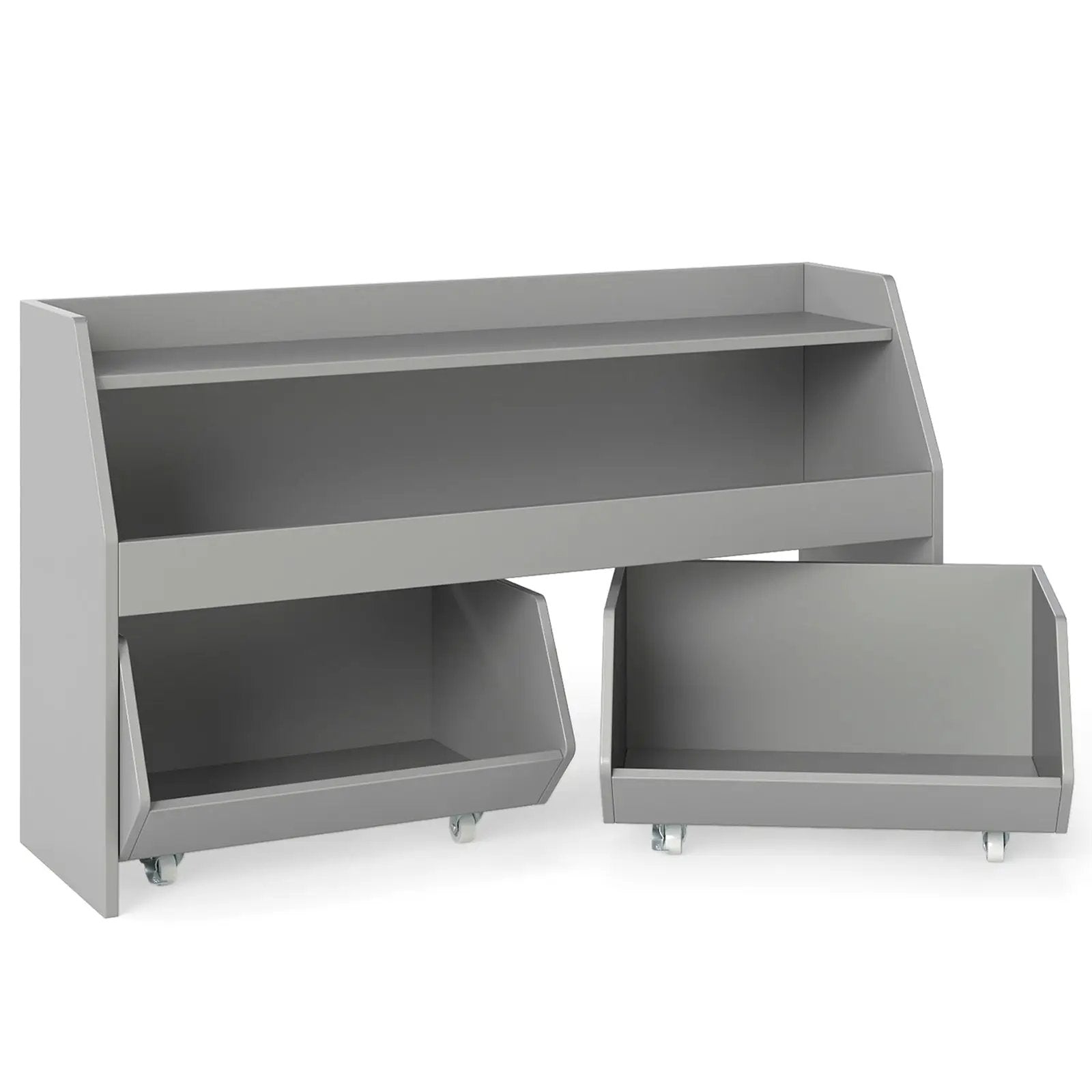 Kids Toy Storage Organizer Wooden Bookcase with 2 Movable Drawers by DirectDeals
