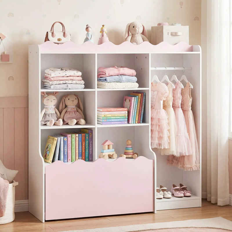Kids Toy Storage Organizer Children Dress up Closet Wardrobe with Clothing Rack by DirectDeals