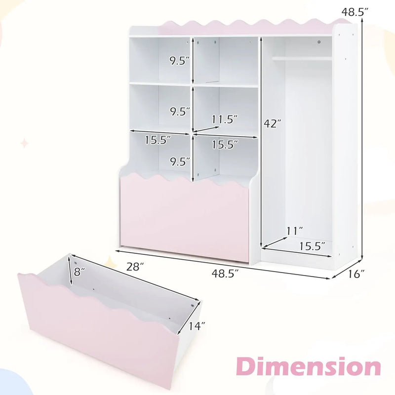 Kids Toy Storage Organizer Children Dress up Closet Wardrobe with Clothing Rack by DirectDeals