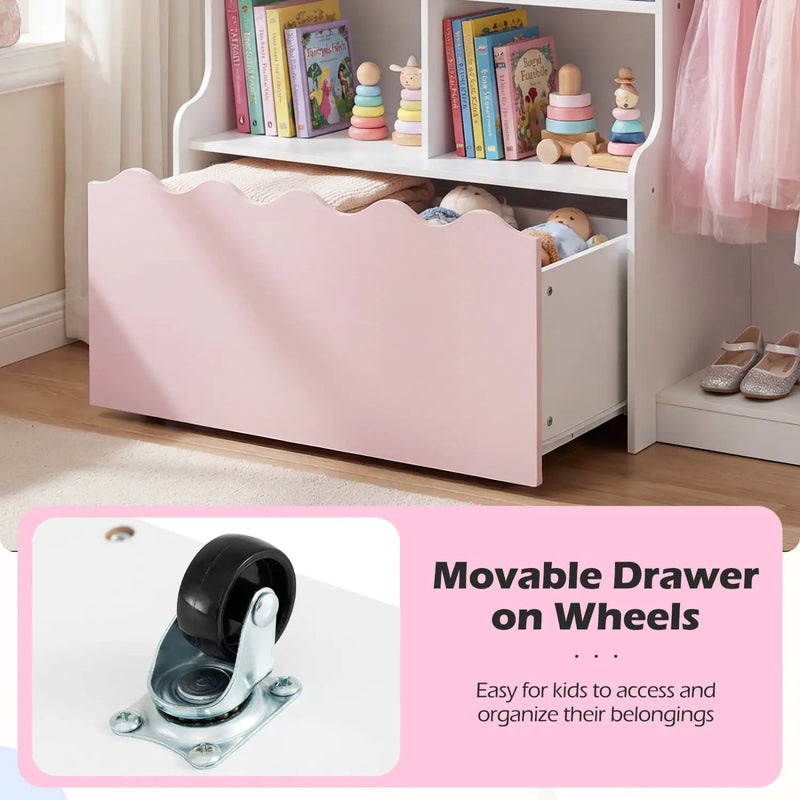Kids Toy Storage Organizer Children Dress up Closet Wardrobe with Clothing Rack by DirectDeals