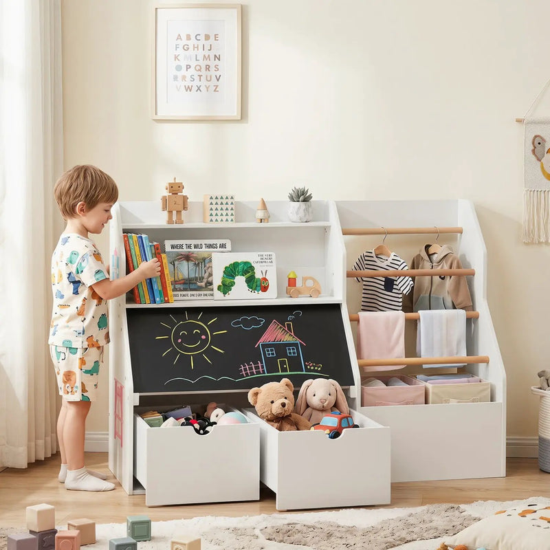 Kids Toy Storage Organizer with Flip-Up Blackboard by DirectDeals