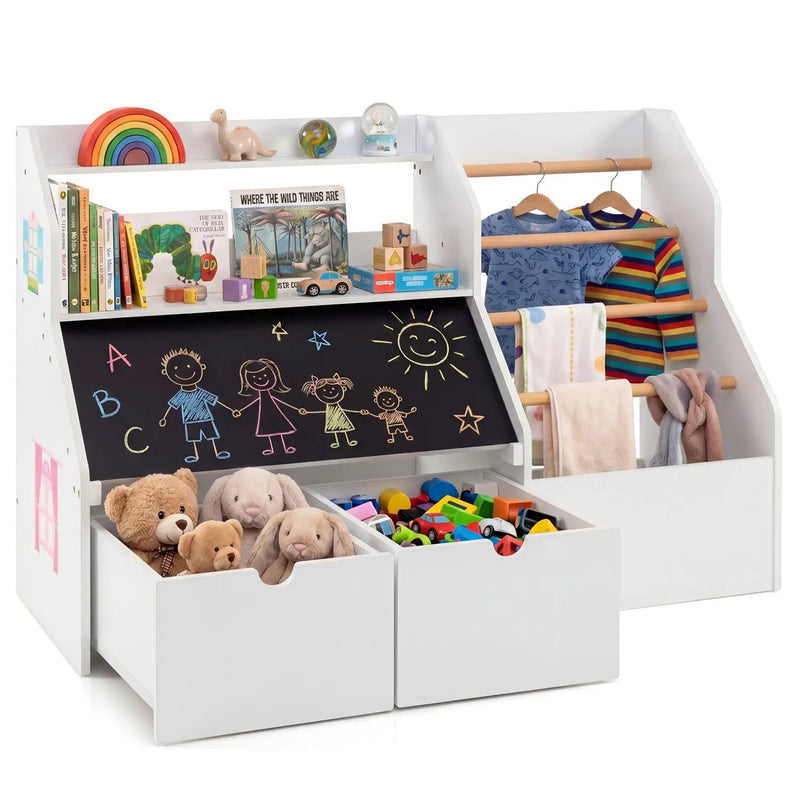 Kids Toy Storage Organizer with Flip-Up Blackboard by DirectDeals