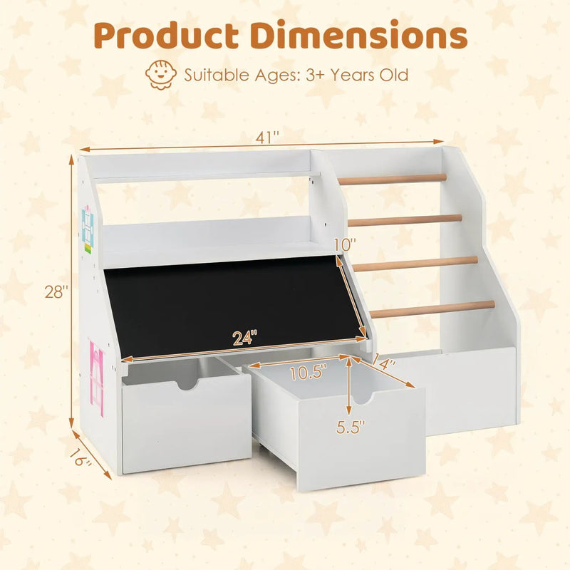 Kids Toy Storage Organizer with Flip-Up Blackboard by DirectDeals