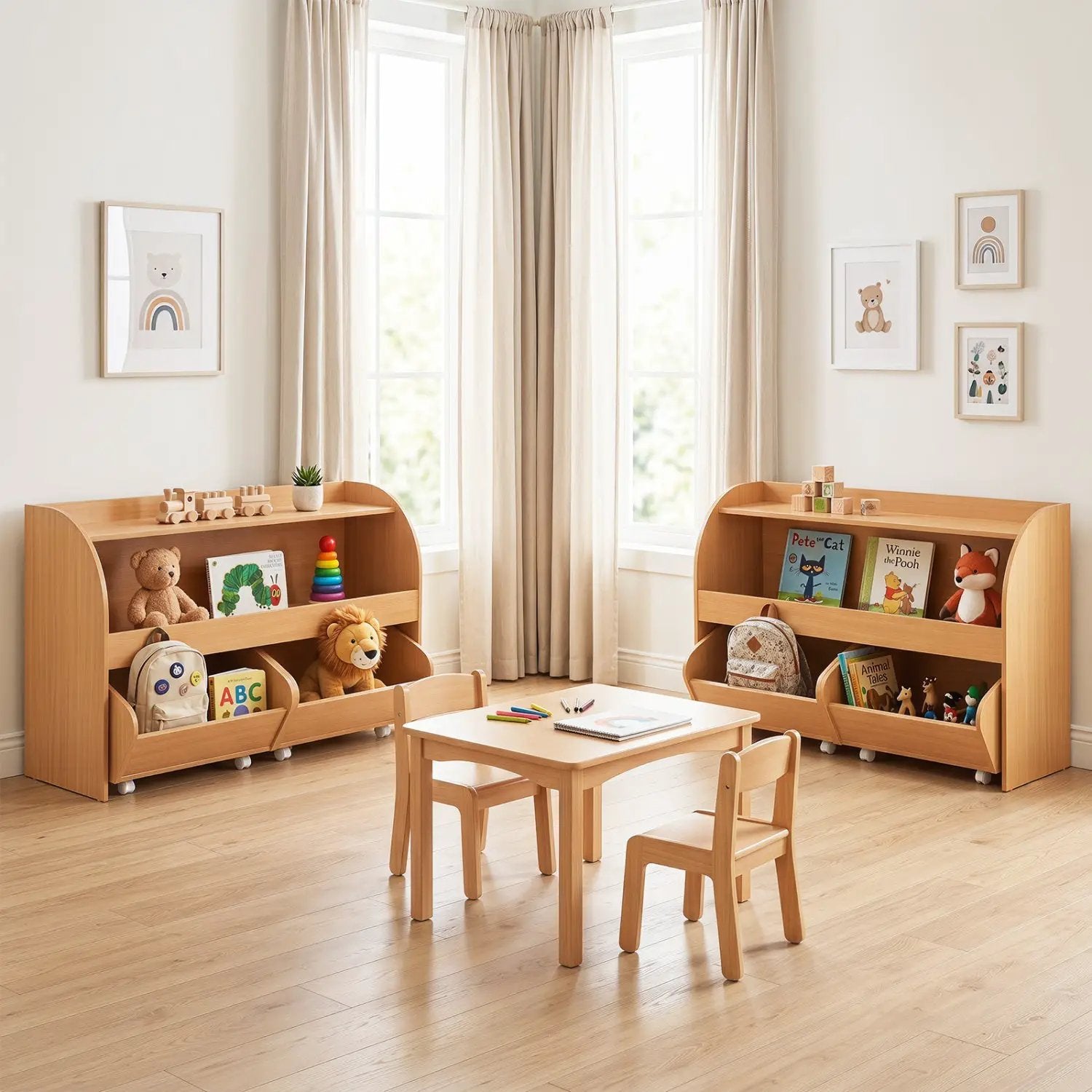 Kids Storage Organizer with Rolling Drawers & Bookshelf by DirectDeals
