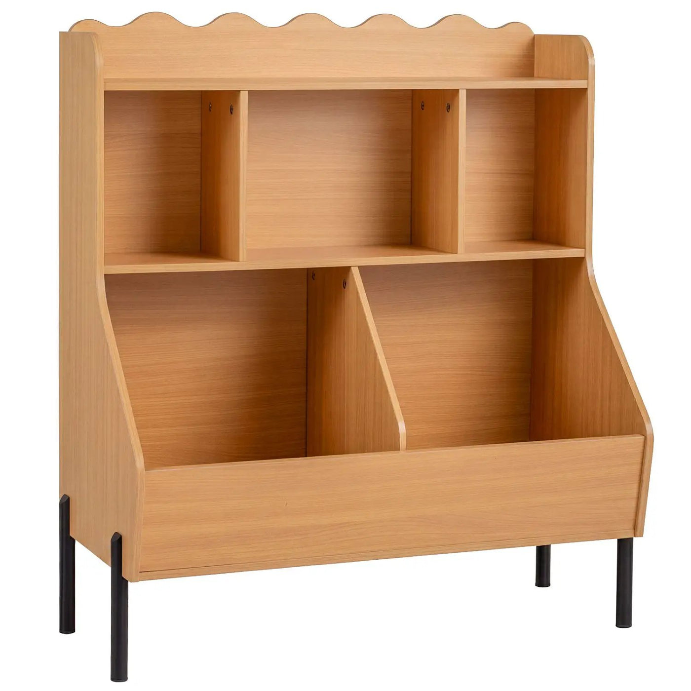 Kids Toy Storage Organizer with 5 Cubes and Bookshelf by DirectDeals