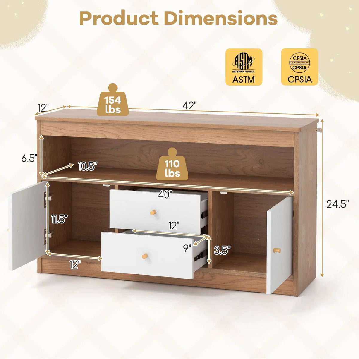 Kids Toy Storage Organizer with Open Shelf and 2 Drawers for Playroom by DirectDeals