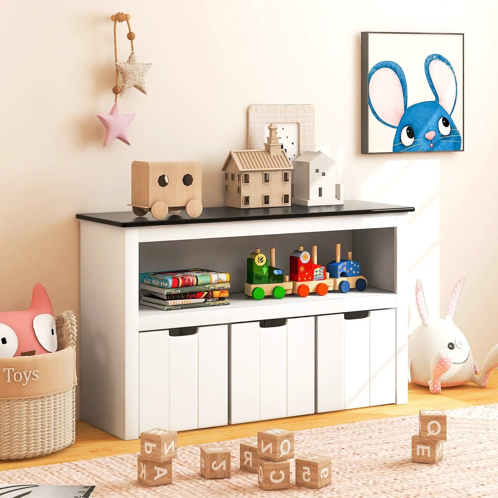 Kids Toy Storage Organizer with Blackboard Top-3-Drawer by DirectDeals