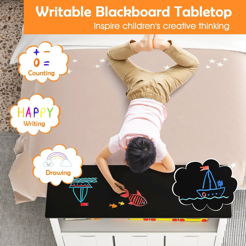 Kids Toy Storage Organizer with Blackboard Top-3-Drawer by DirectDeals