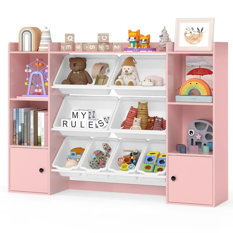 Kids Toy Storage and Bookshelf with Boxes and Open Shelves by DirectDeals