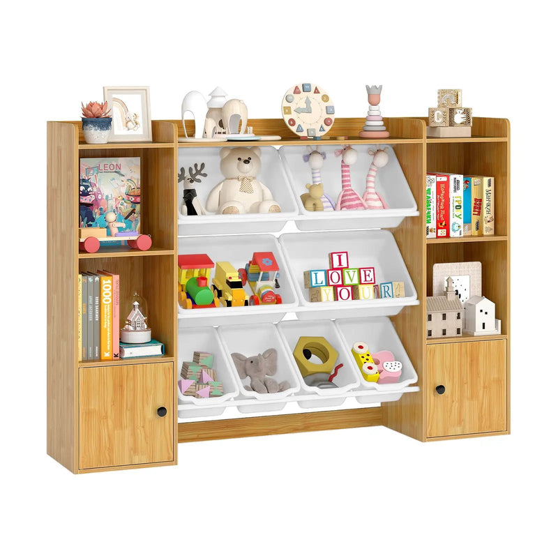 Kids Toy Storage and Bookshelf with Boxes and Open Shelves by DirectDeals