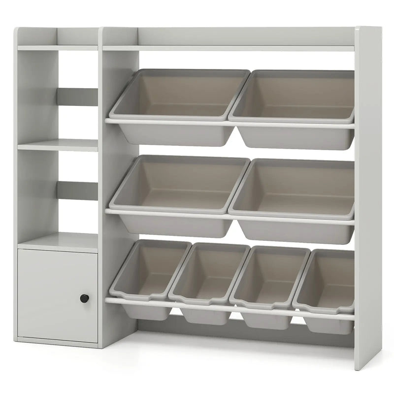 Kids Toy Storage and Bookshelf with Open Shelves and Single-door Cabinet by DirectDeals