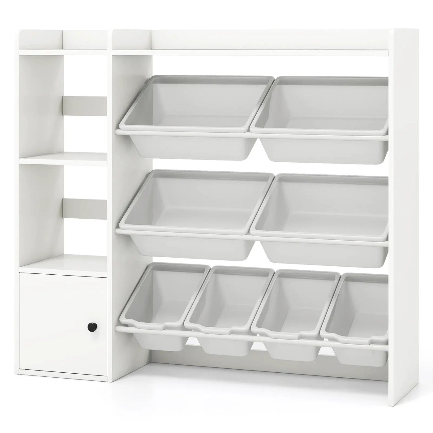 Kids Toy Storage and Bookshelf with Open Shelves and Single-door Cabinet by DirectDeals