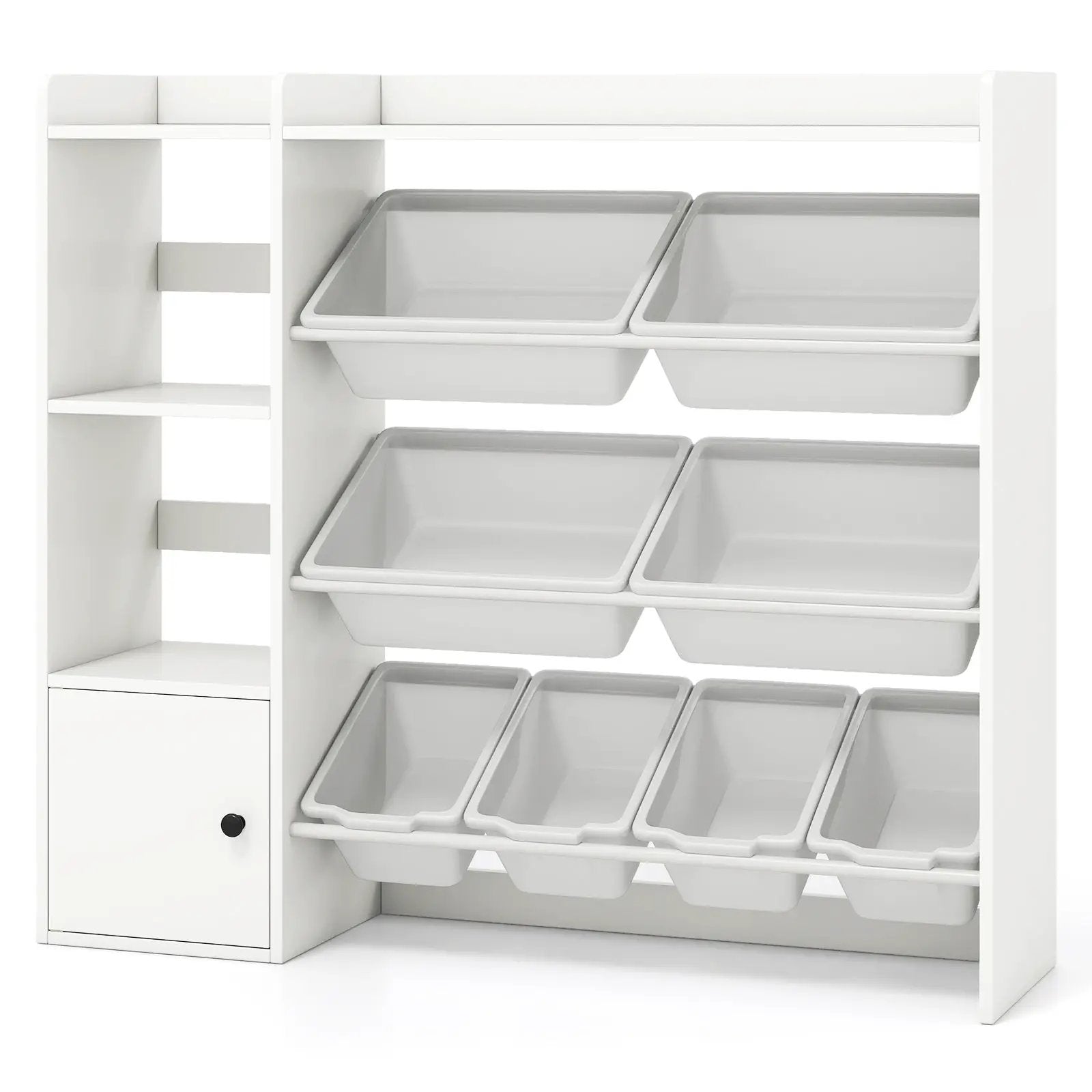 Kids Toy Storage and Bookshelf with Open Shelves and Single-door Cabinet by DirectDeals
