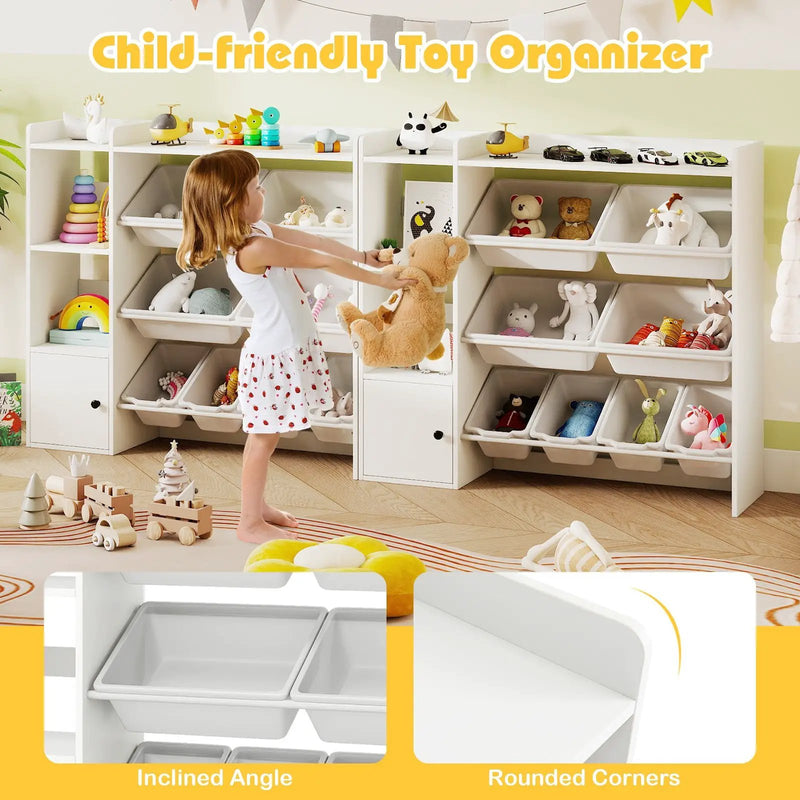 Kids Toy Storage and Bookshelf with Open Shelves and Single-door Cabinet by DirectDeals
